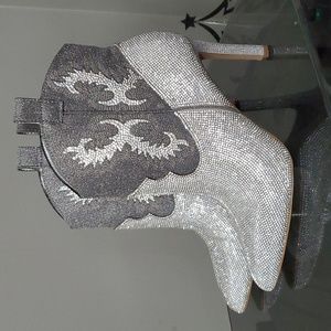 GIANNI BINI FASSERO SILVER ANKLE WESTERN BOOTS